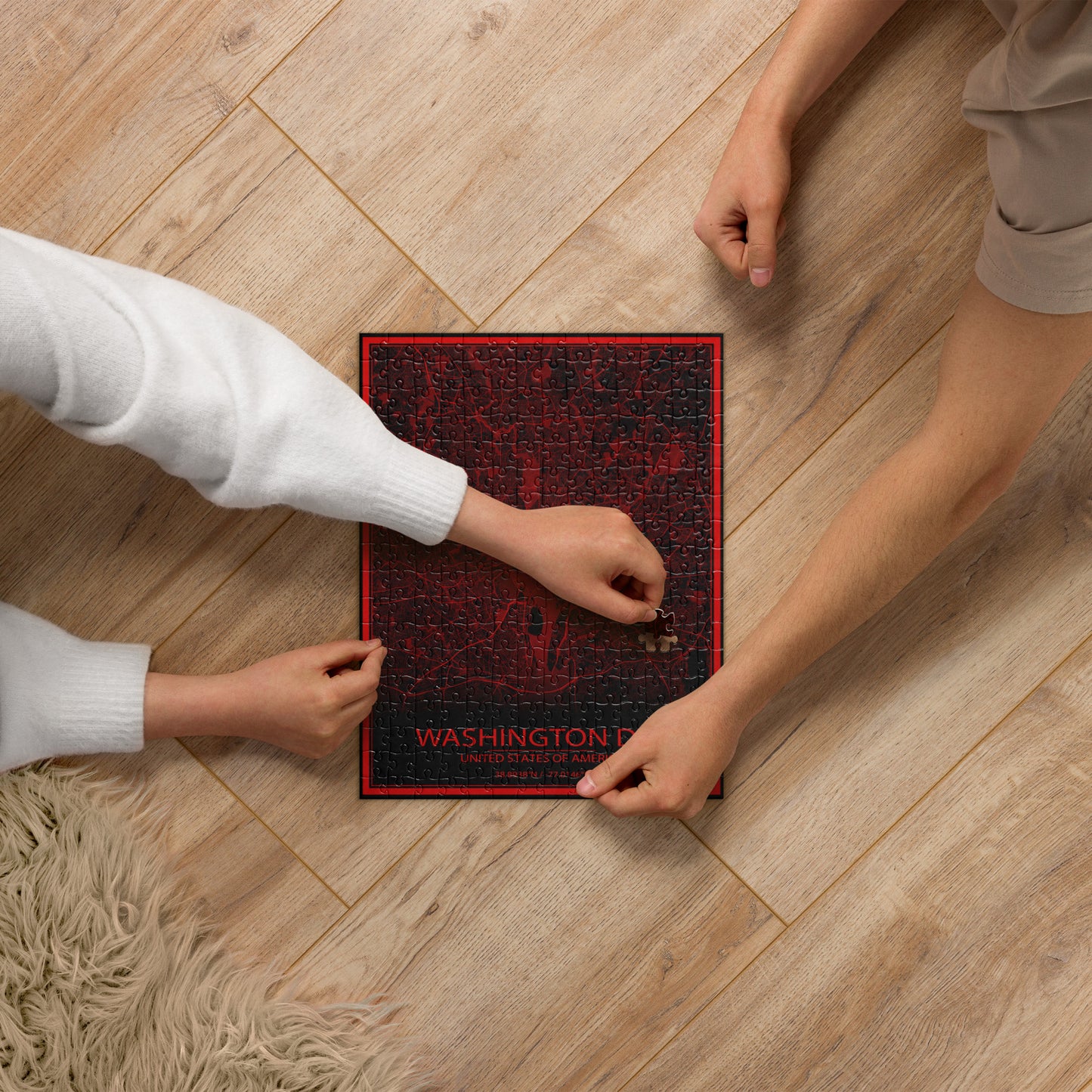 Washington, D.C. Black and Red Map Jigsaw Puzzle