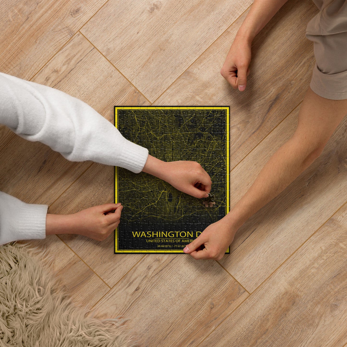 Washington, D.C. Black and Yellow Map Jigsaw Puzzle