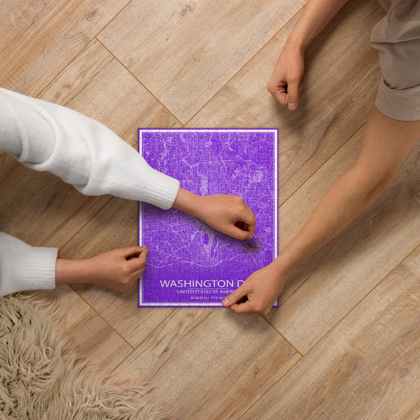 Washington, D.C. Purple and White Map Jigsaw Puzzle