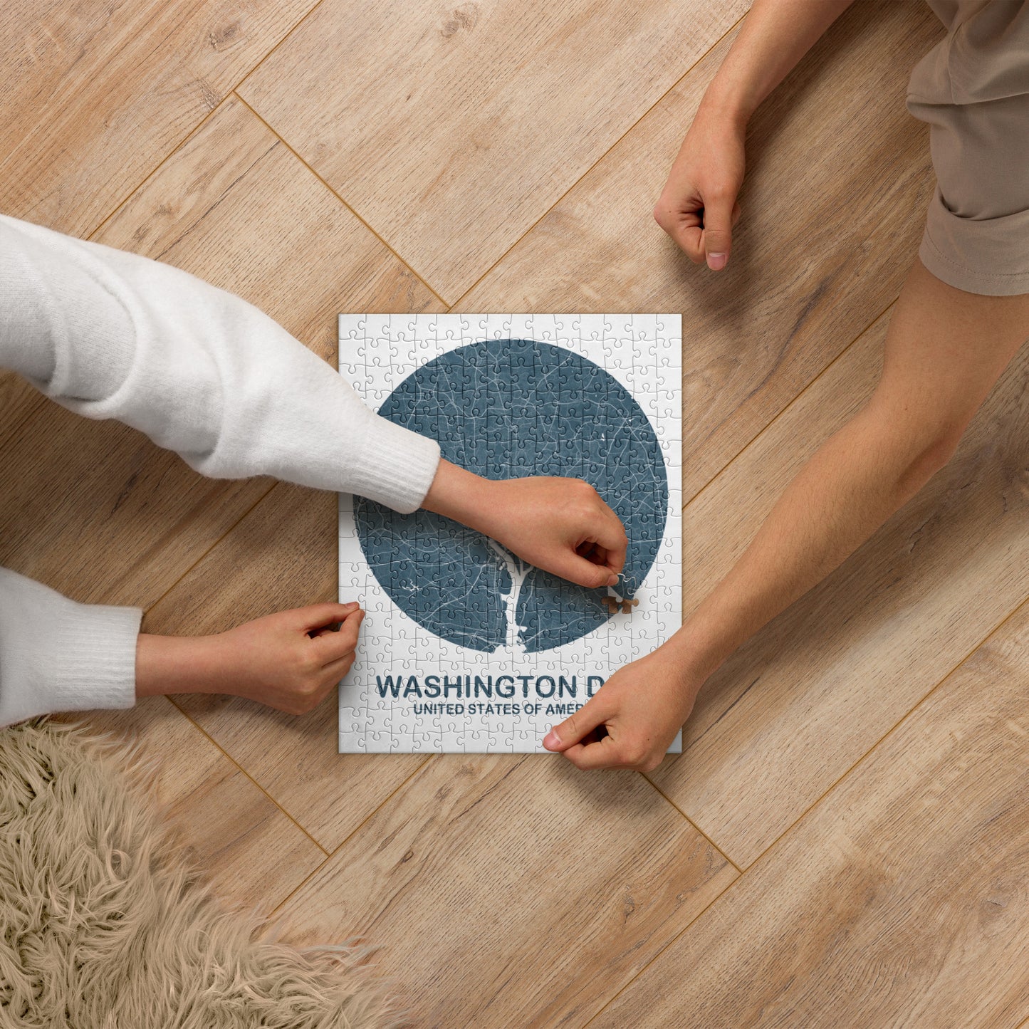 Washington, D.C. Circular Blue Map Jigsaw Puzzle