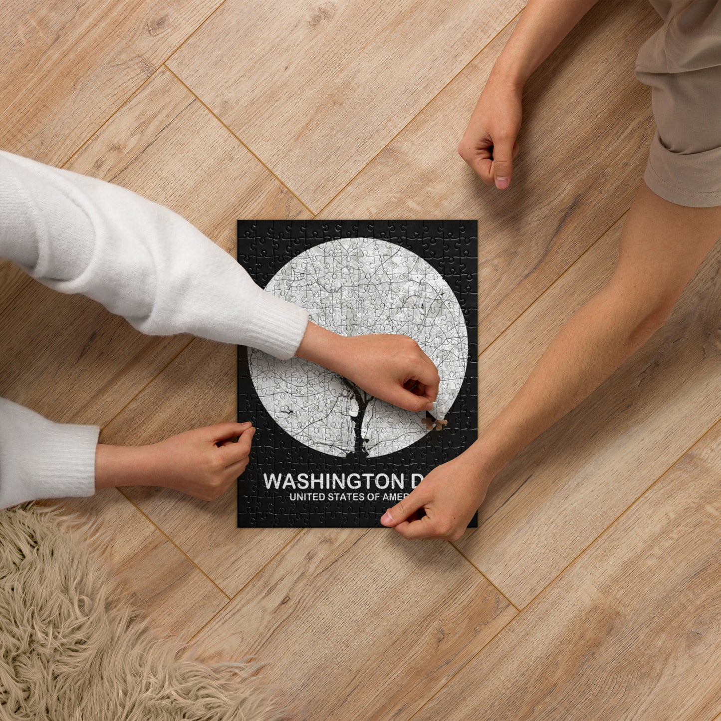 Washington, D.C. Circular White Map Jigsaw Puzzle