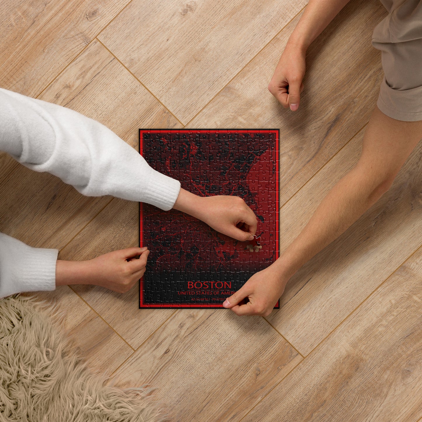 Boston Black and Red Map Jigsaw Puzzle