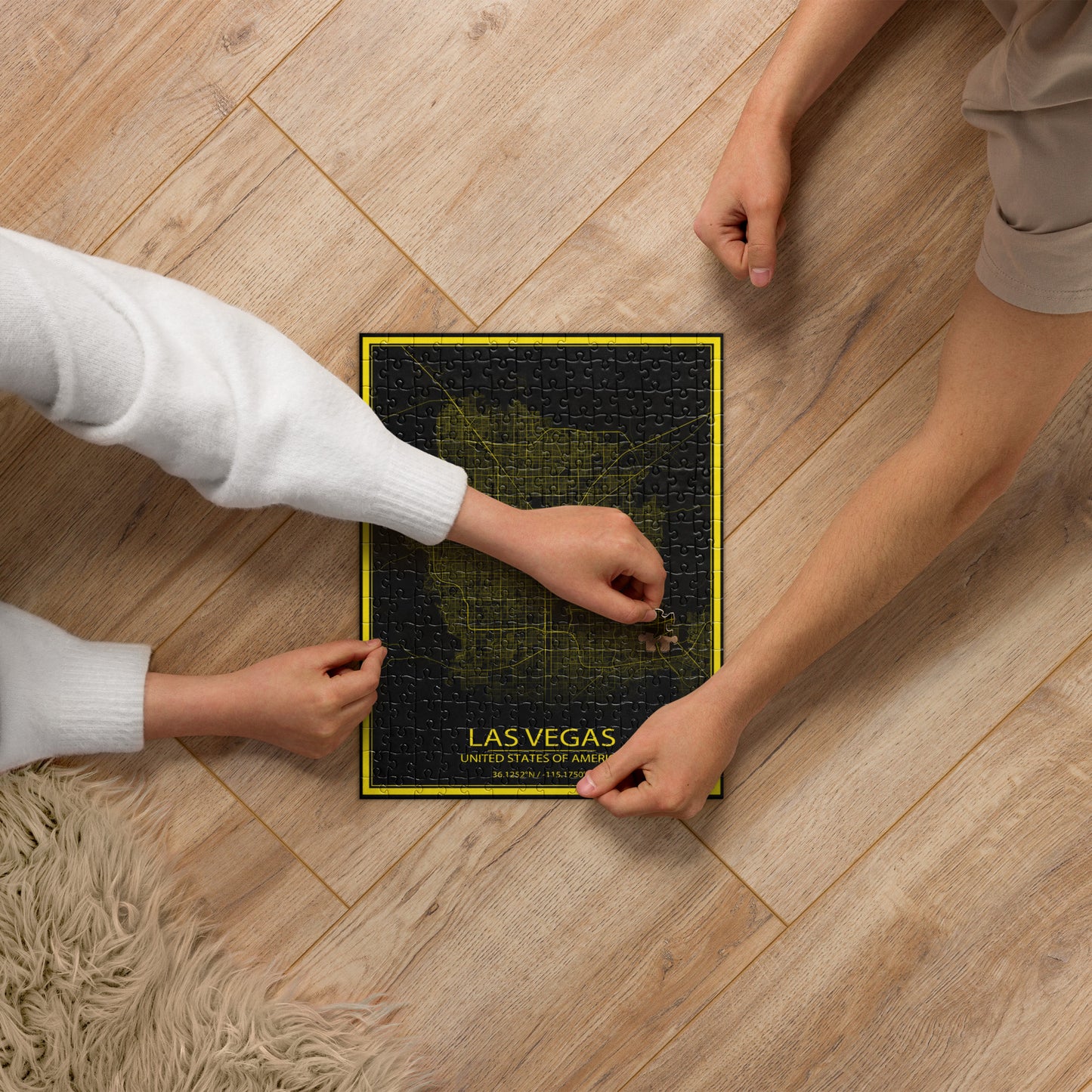 Las Vegas Black and Yellow Map Jigsaw Puzzle