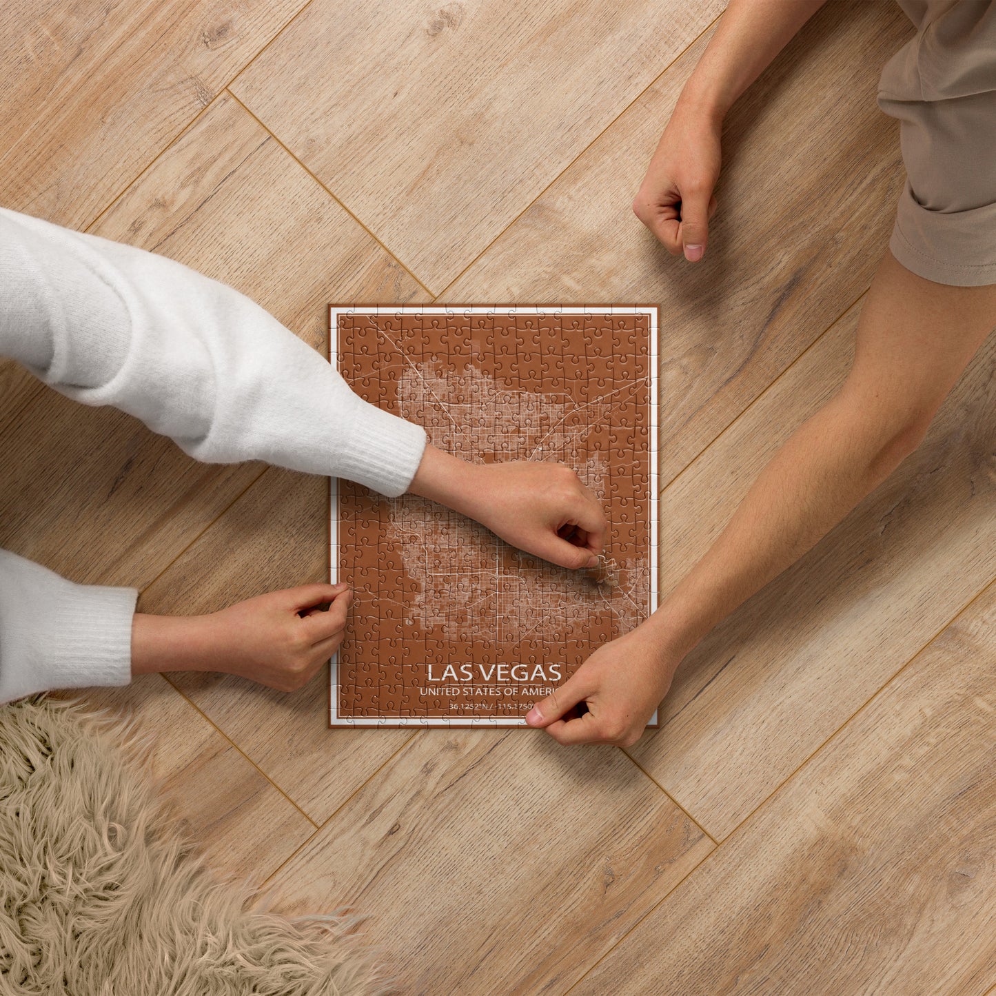 Las Vegas Brown and White Map Jigsaw Puzzle