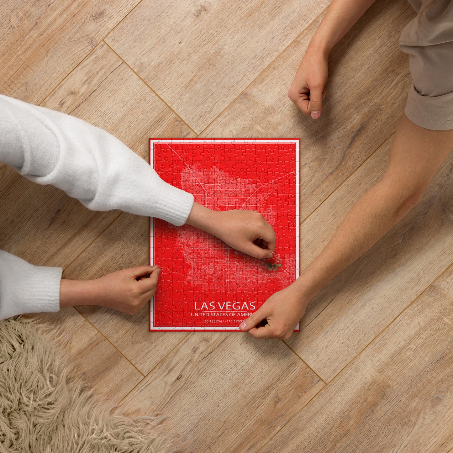 Las Vegas Red and White Map Jigsaw Puzzle