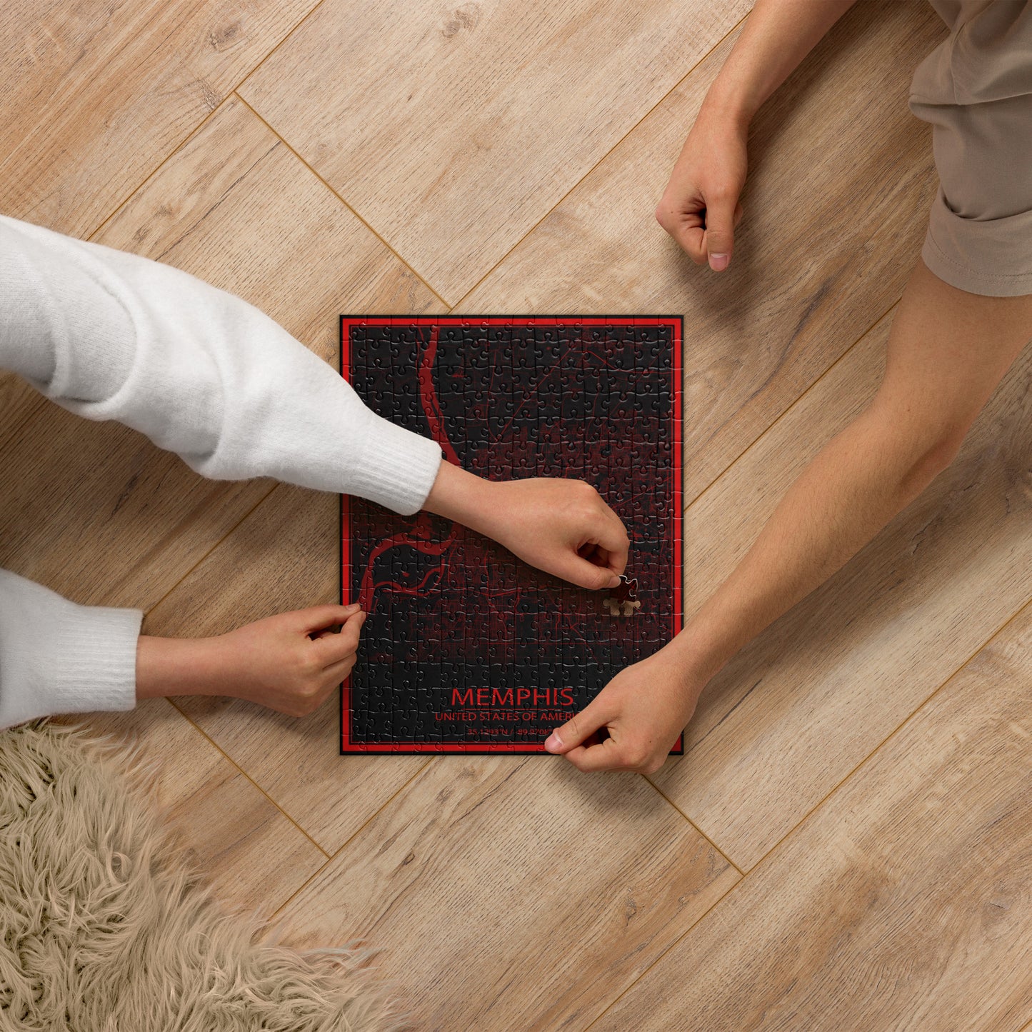Memphis Black and Red Map Jigsaw Puzzle
