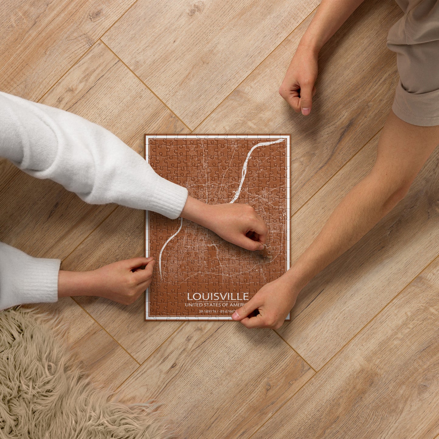 Louisville Brown and White Map Jigsaw Puzzle