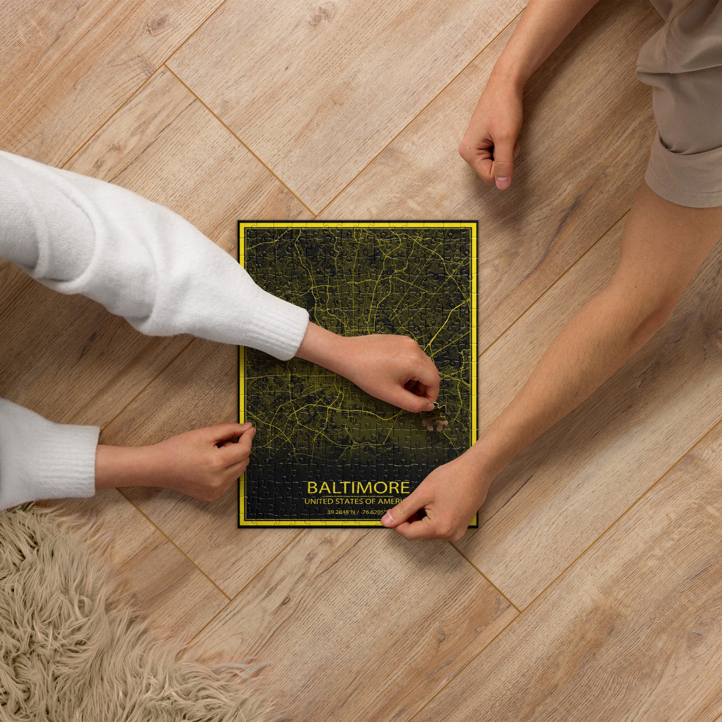 Baltimore Black and Yellow Map Jigsaw Puzzle
