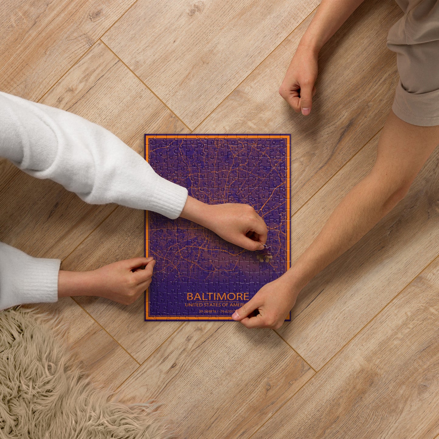 Baltimore Purple and Orange Map Jigsaw Puzzle