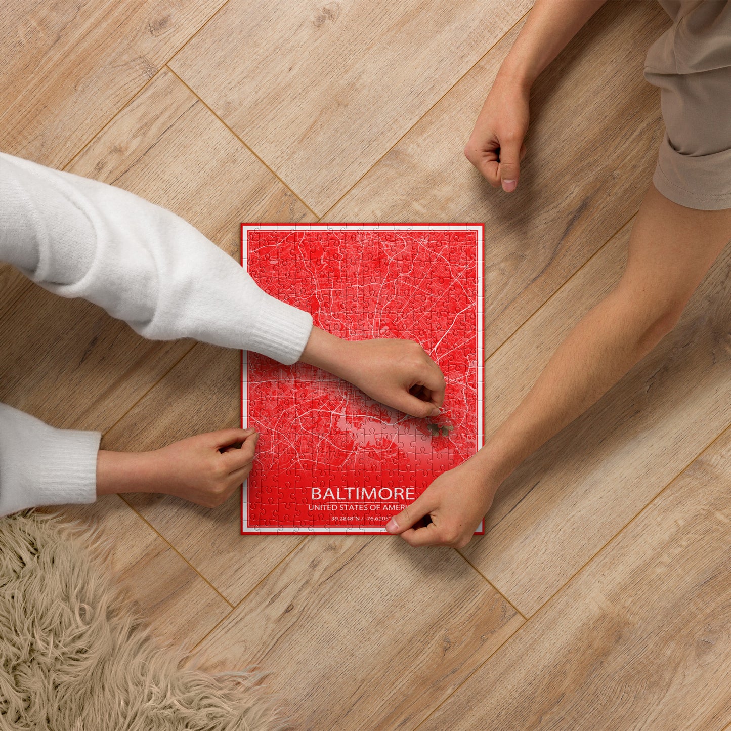 Baltimore Red and White Map Jigsaw Puzzle