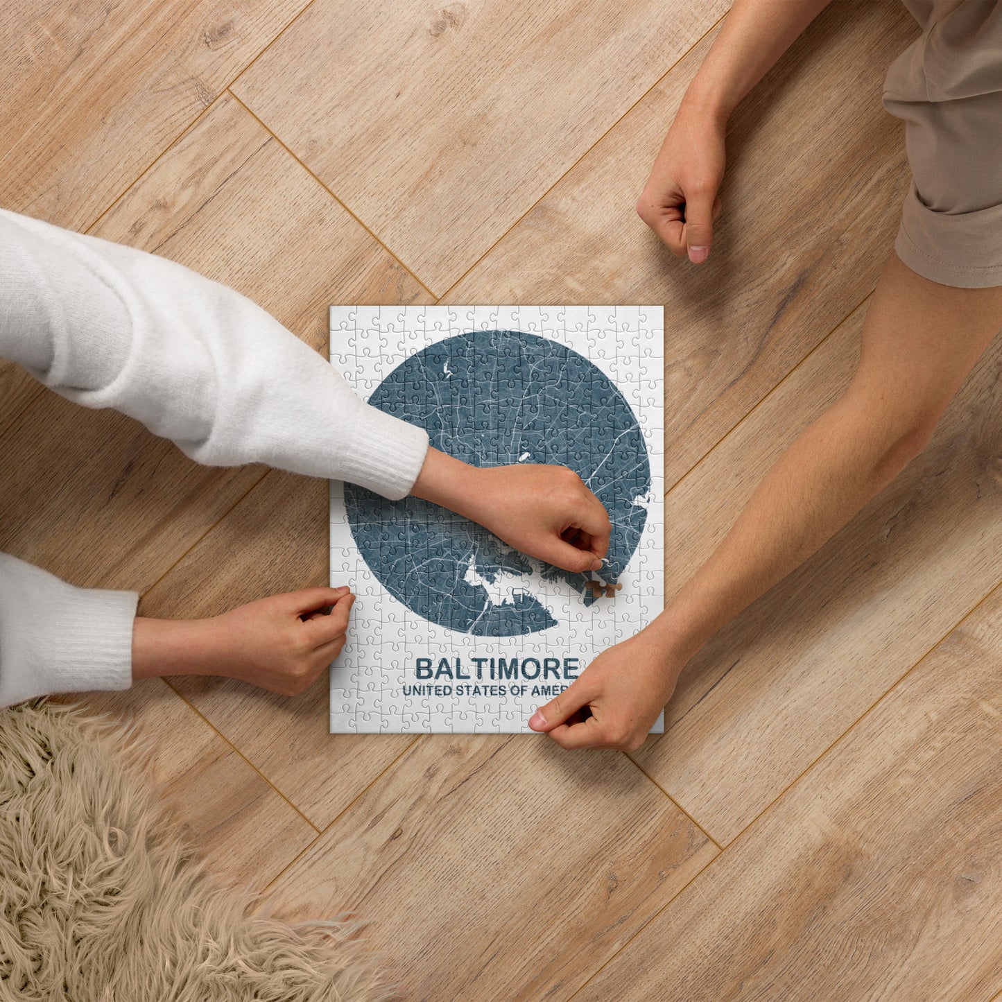 Baltimore Circular Blue Map Jigsaw Puzzle