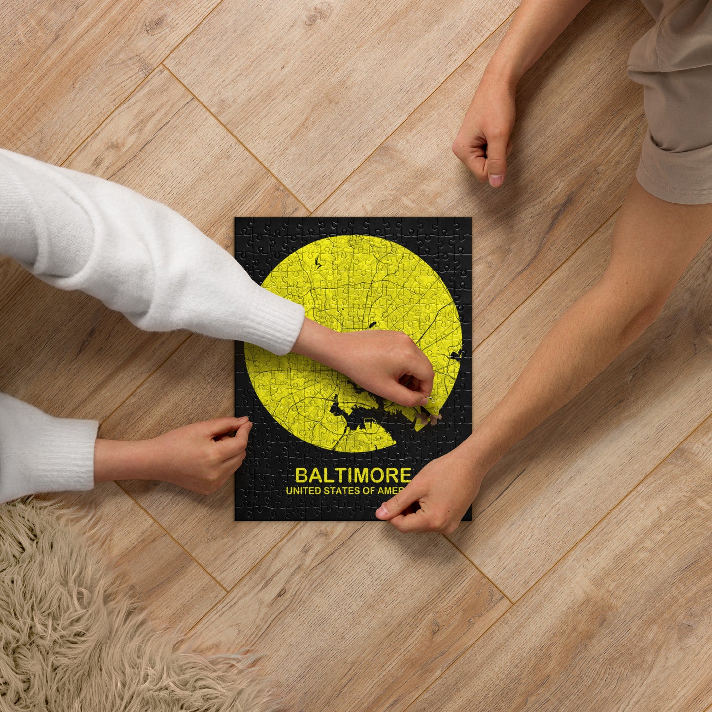 Baltimore Circular Yellow Map Jigsaw Puzzle