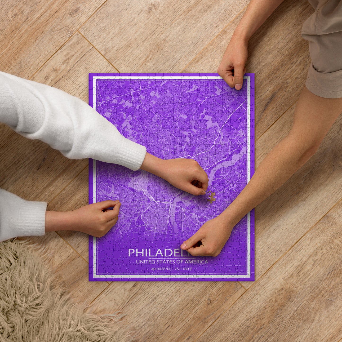 Philadelphia Purple and White Map Jigsaw Puzzle