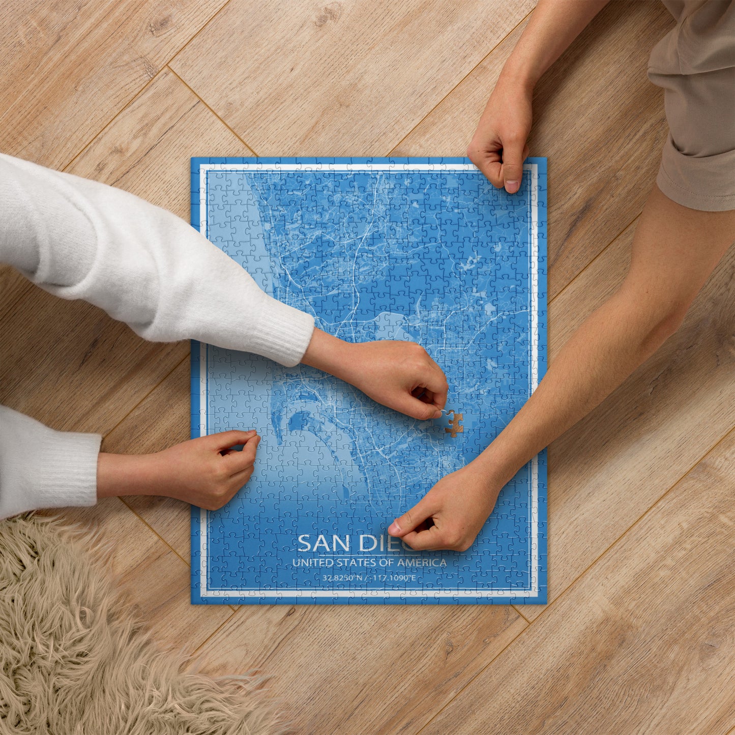 San Diego Blue and White Map Jigsaw Puzzle