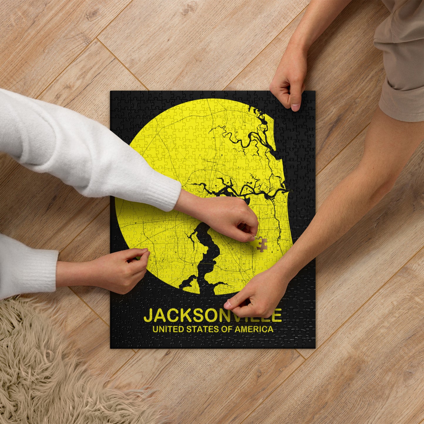 Jacksonville Circular Yellow Map Jigsaw Puzzle