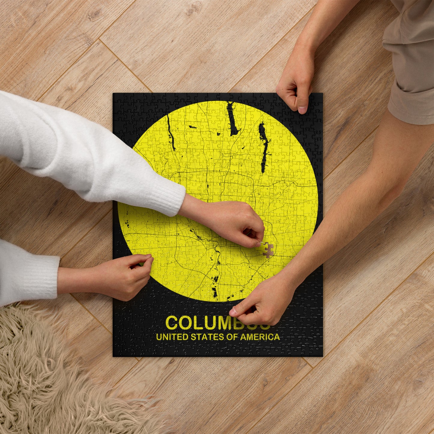 Columbus Circular Yellow Map Jigsaw Puzzle