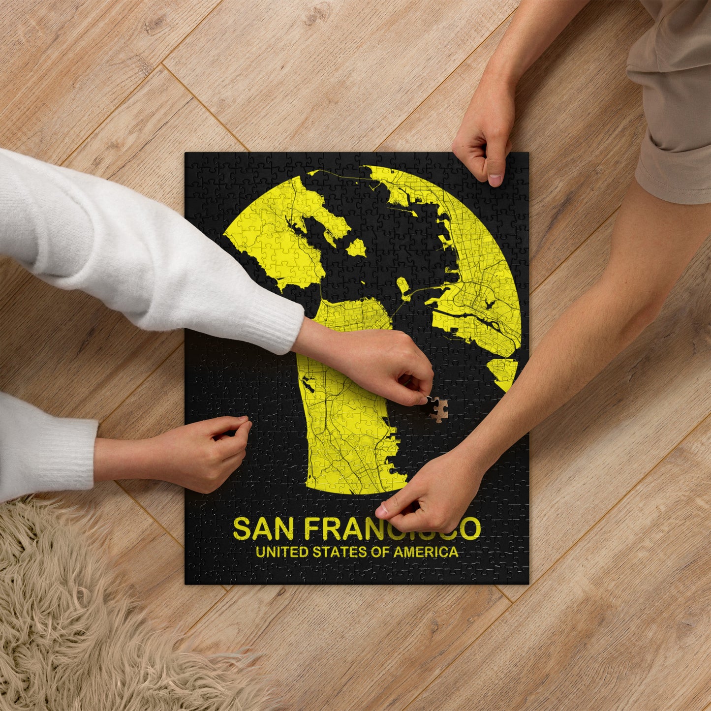 San Francisco Circular Yellow Map Jigsaw Puzzle