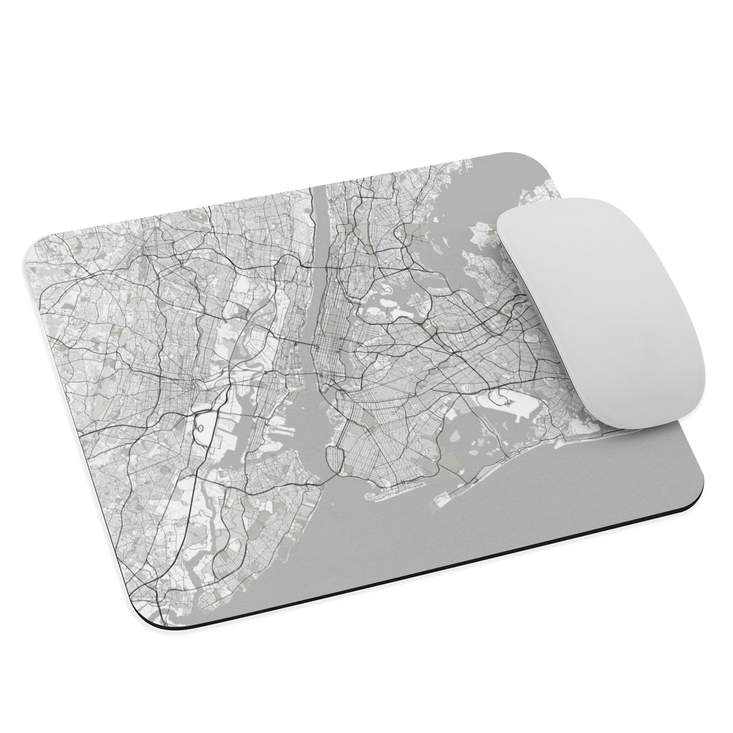 New York White Map Mouse Pad
