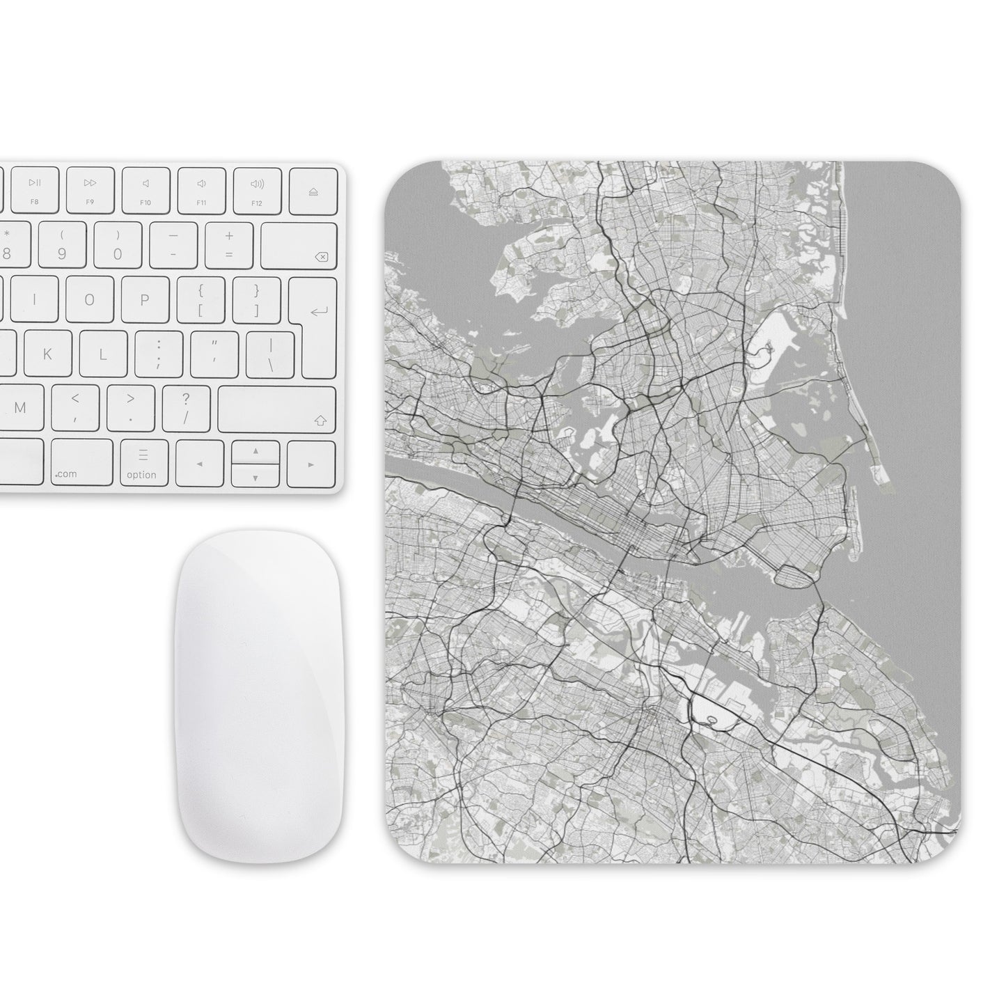New York White Map Mouse Pad