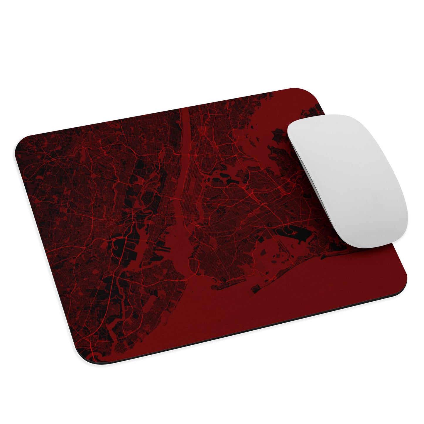New York Black and Red Map Mouse Pad