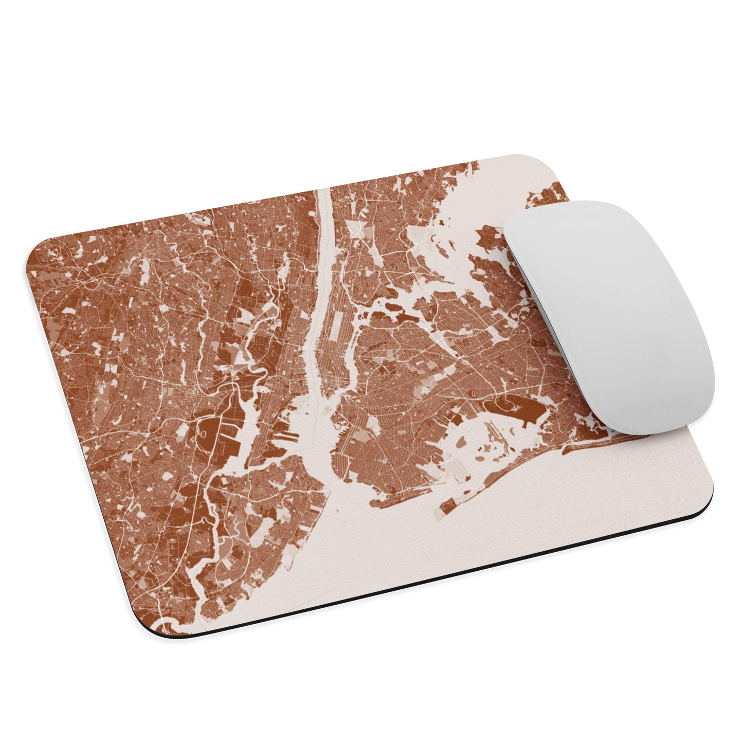 New York Brown and White Map Mouse Pad