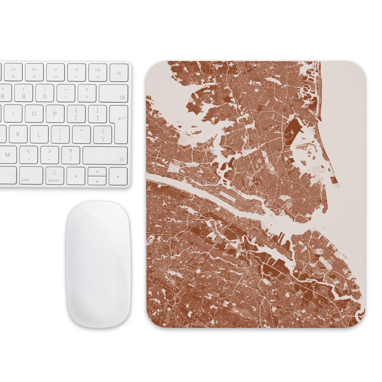 New York Brown and White Map Mouse Pad