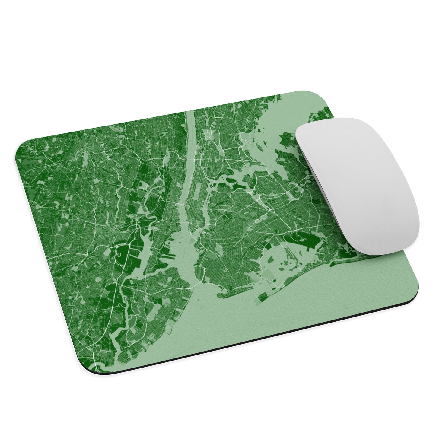 New York Green and White Map Mouse Pad