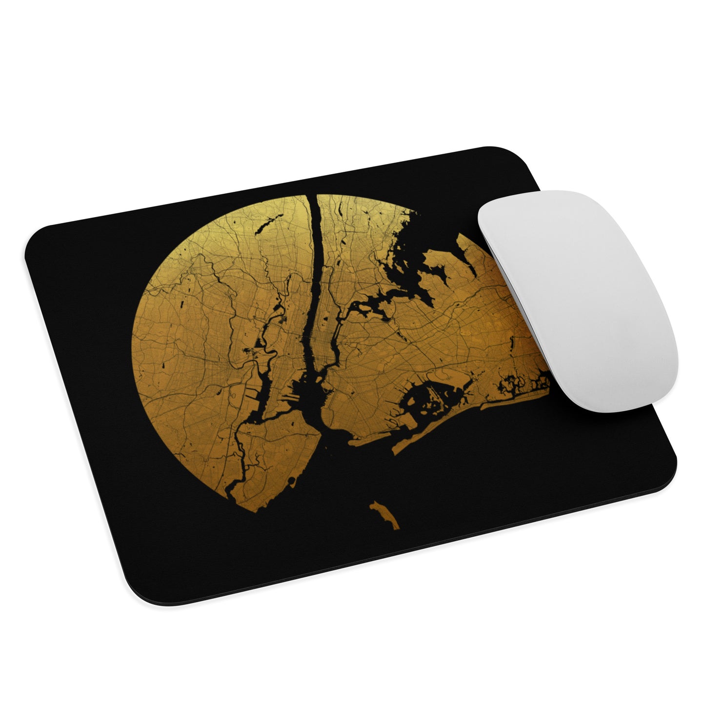 New York Gold on Black Map Mouse Pad