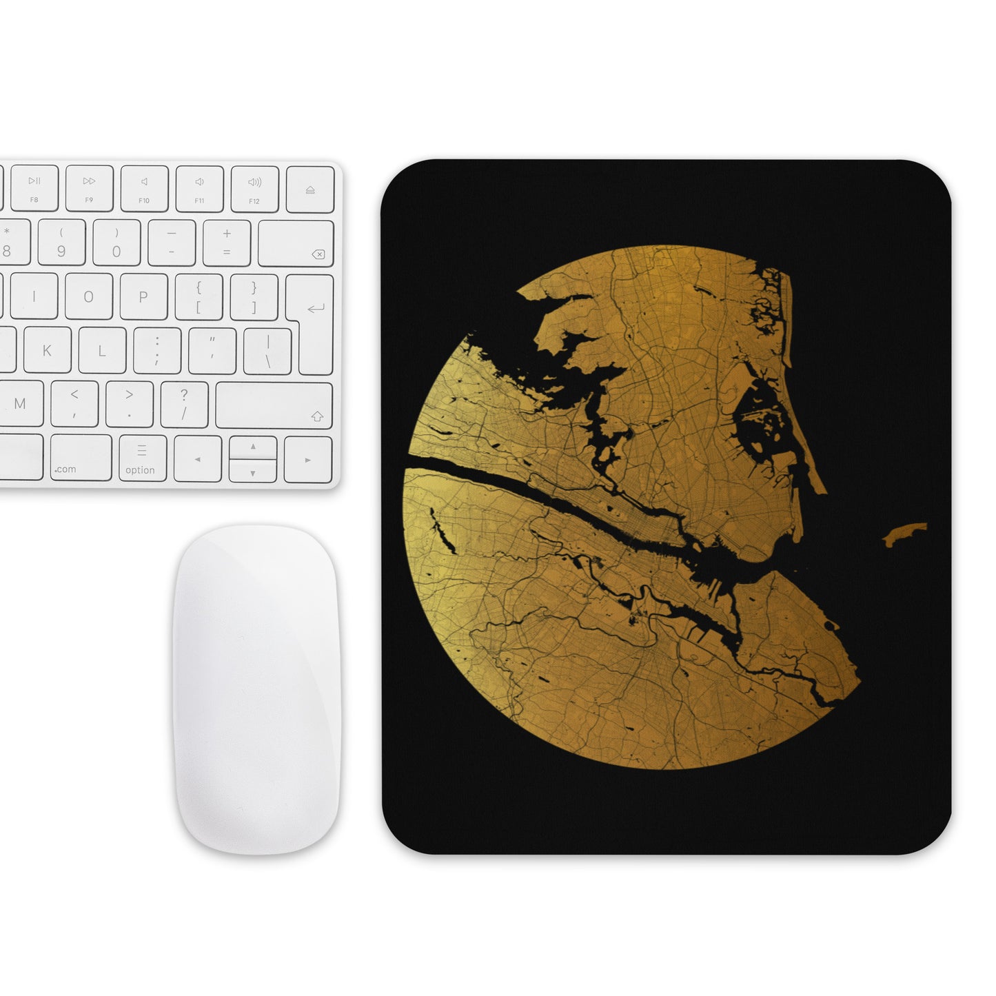 New York Gold on Black Map Mouse Pad