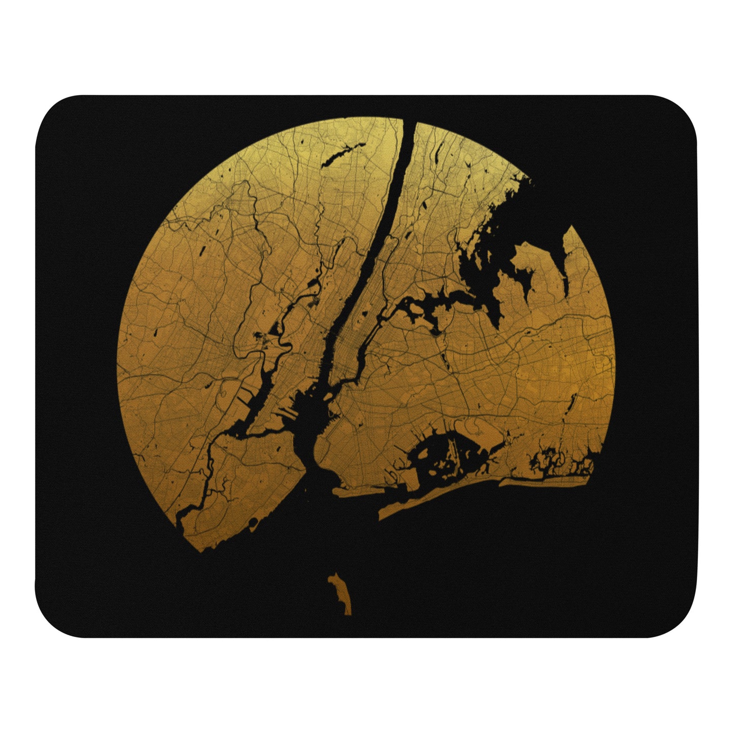 New York Gold on Black Map Mouse Pad