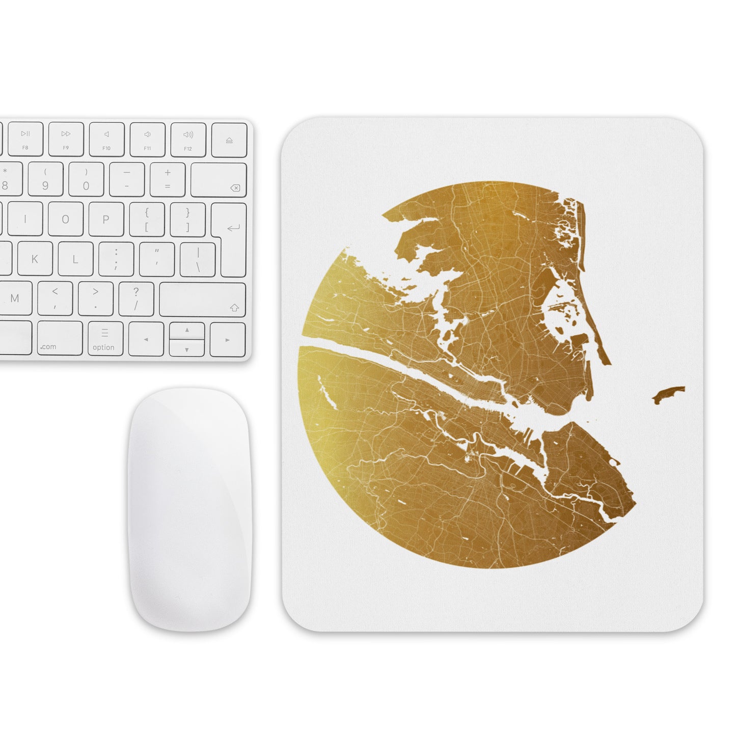 New York Gold on White Map Mouse Pad
