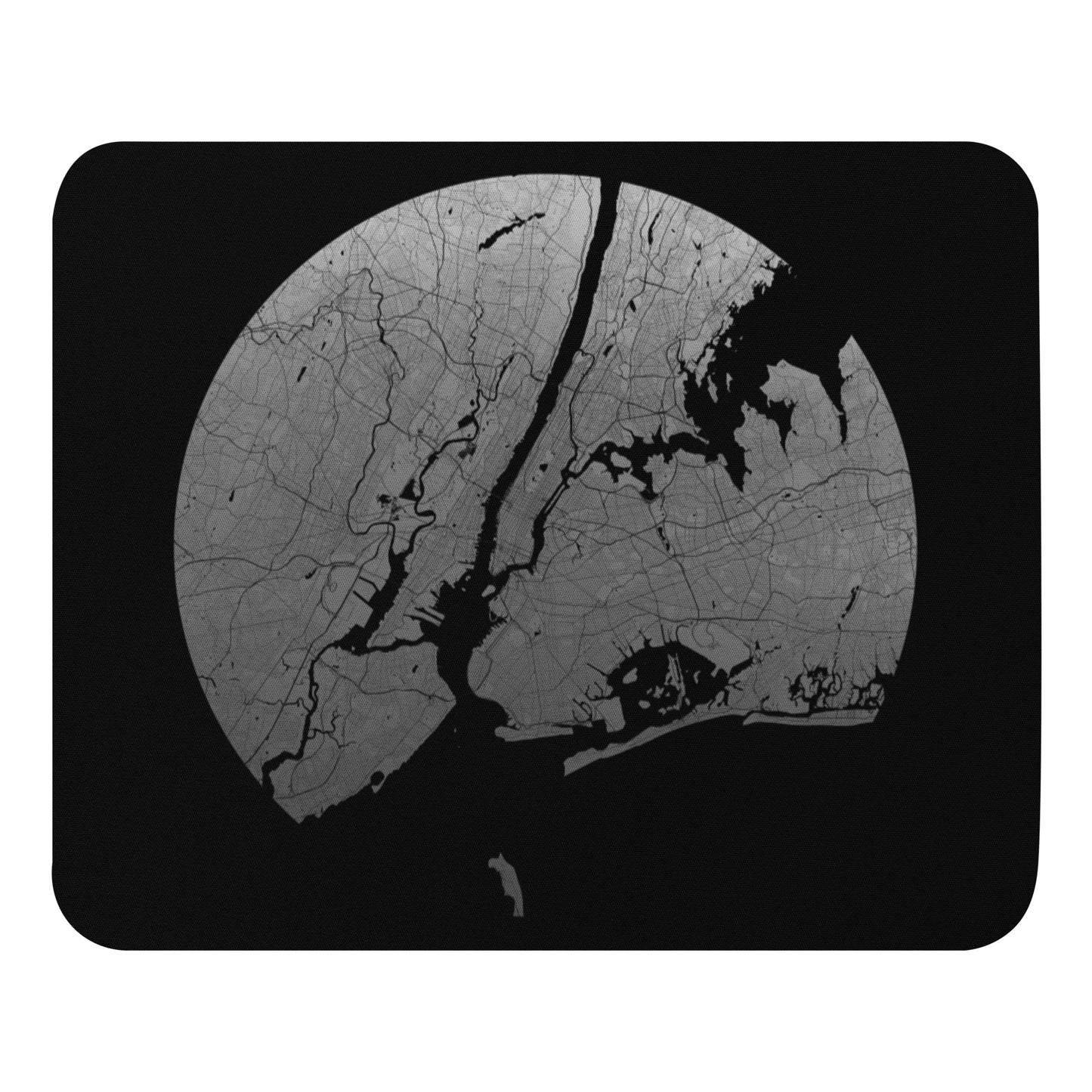 New York Silver on Black Map Mouse Pad