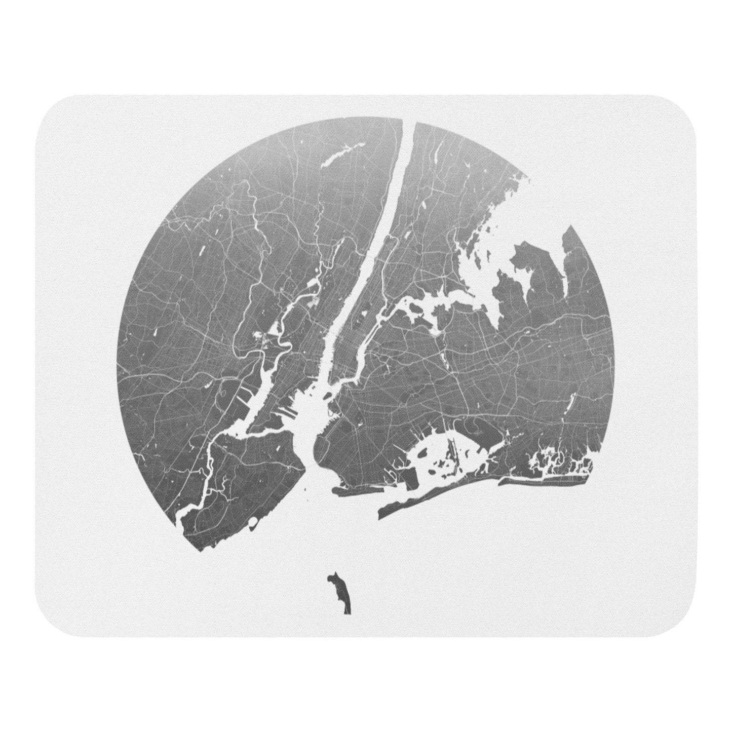 New York Silver on White Map Mouse Pad