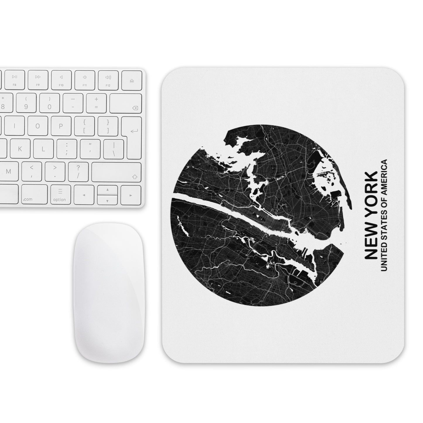 New York Circular Black Map Mouse Pad