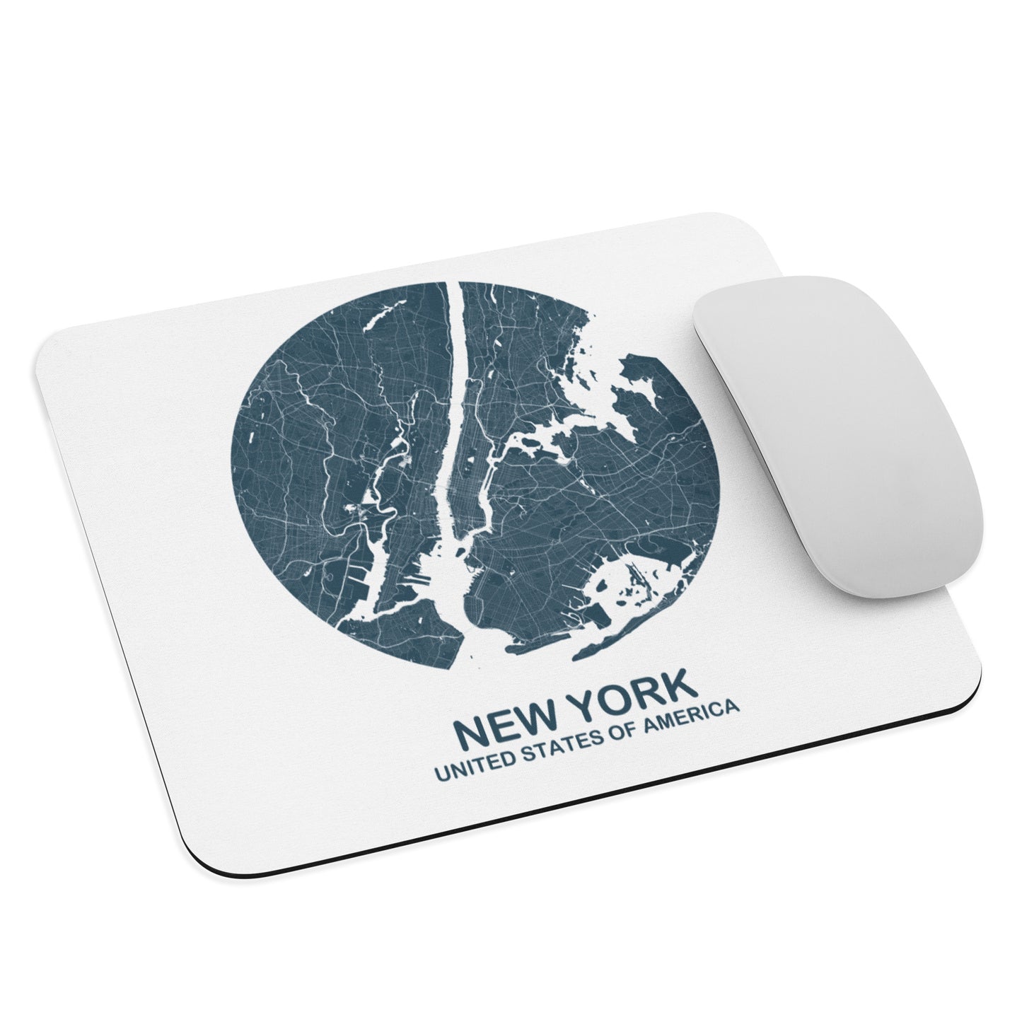 New York Circular Blue Map Mouse Pad