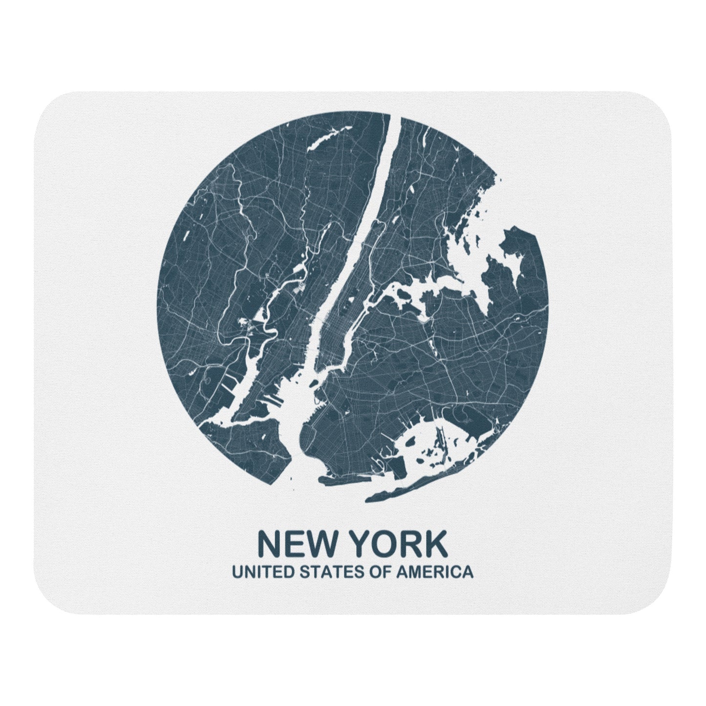 New York Circular Blue Map Mouse Pad