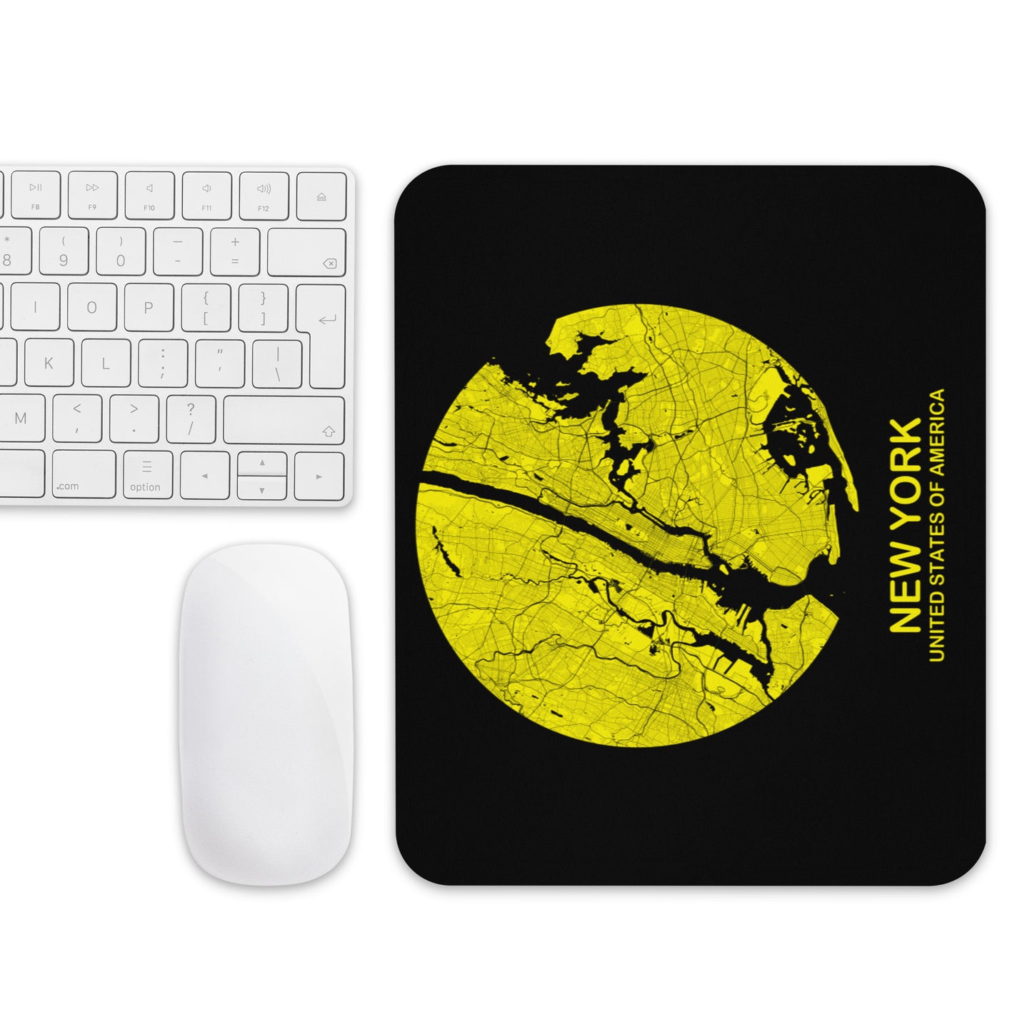 New York Circular Yellow Map Mouse Pad
