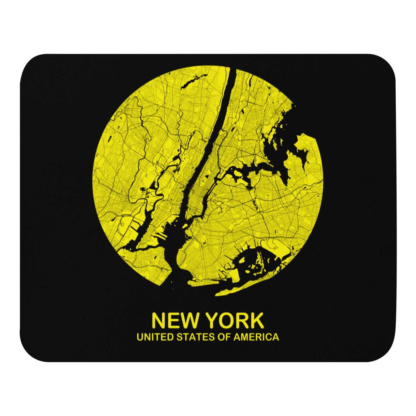New York Circular Yellow Map Mouse Pad