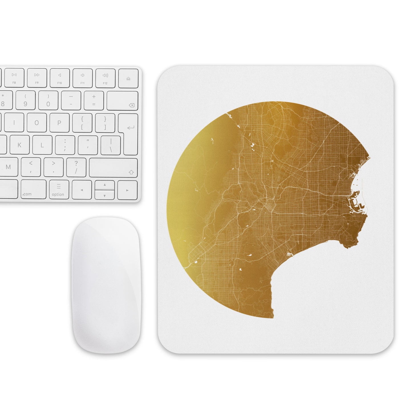 Los Angeles Gold on White Map Mouse Pad