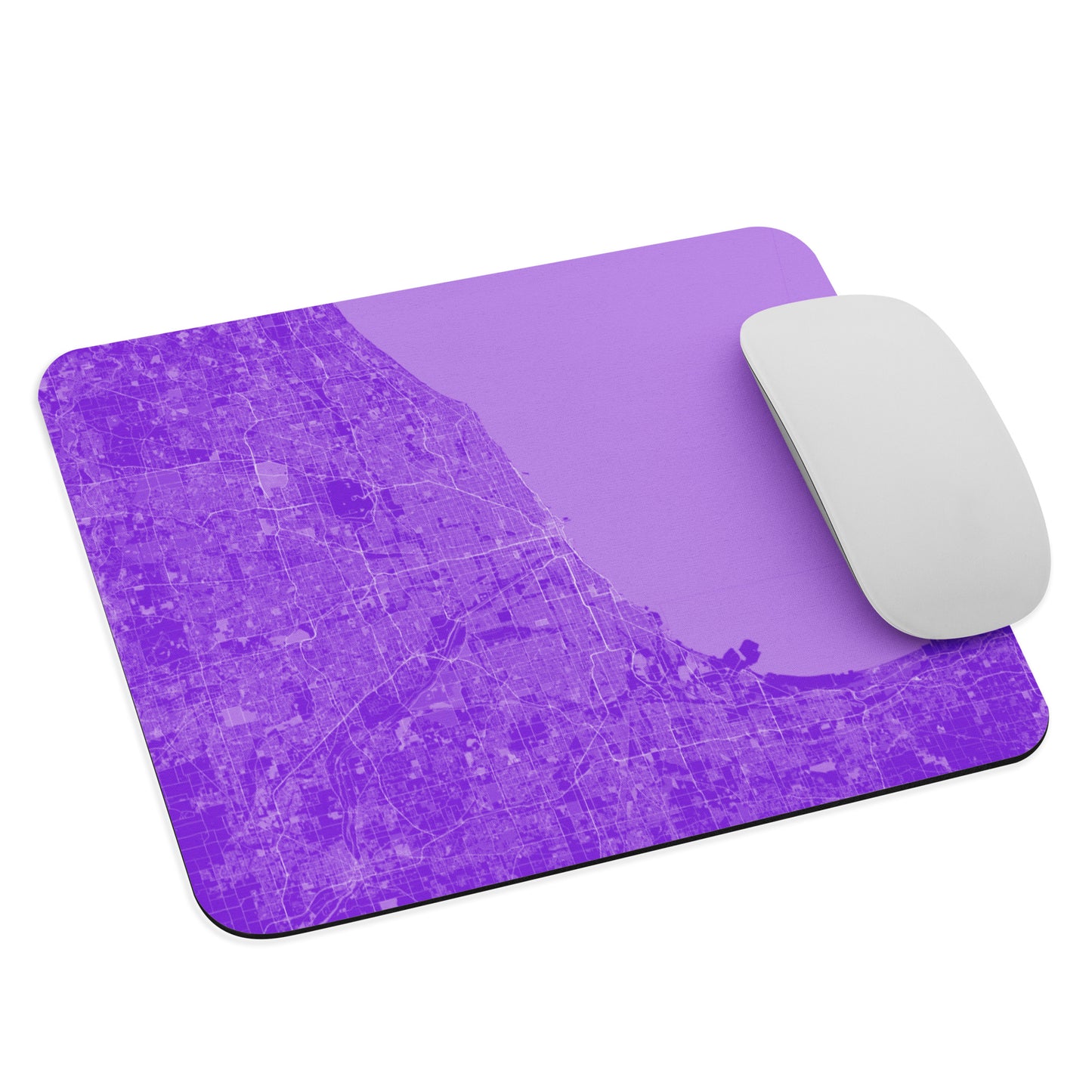 Chicago Purple and White Map Mouse Pad