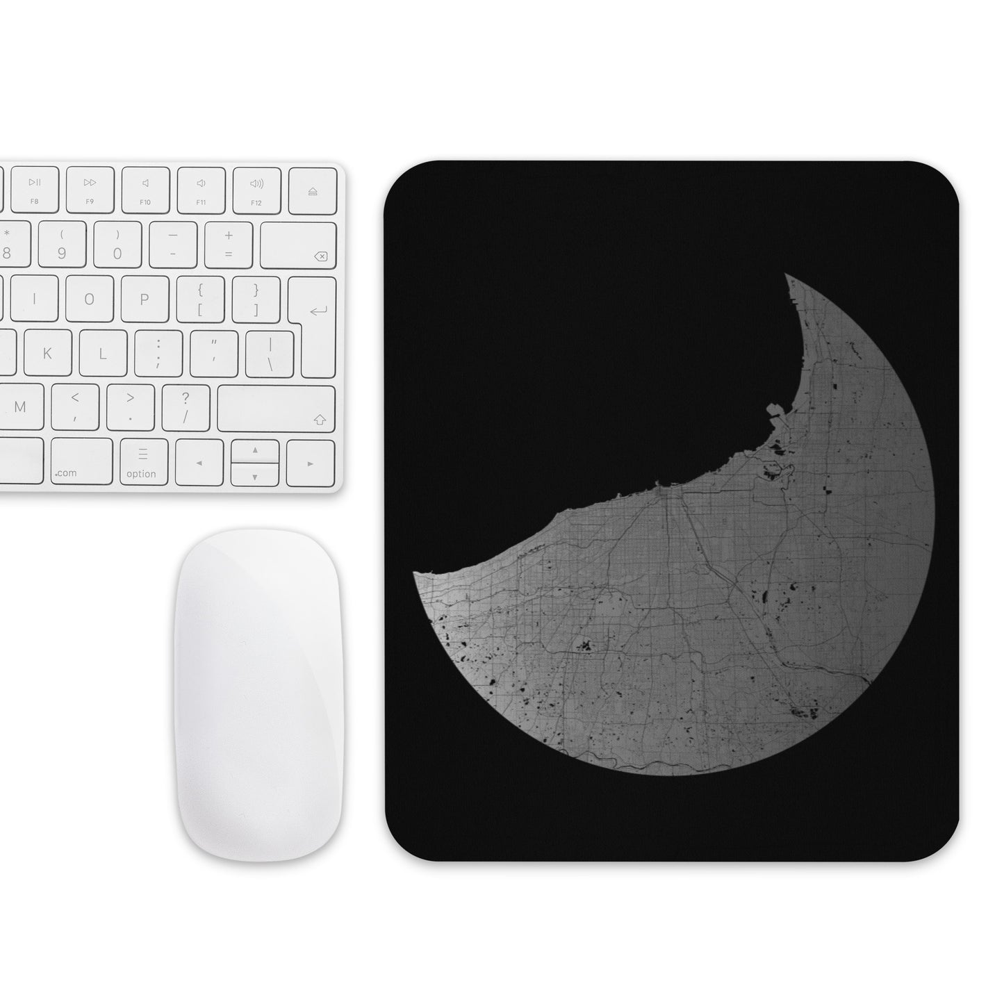 Chicago Silver on Black Map Mouse Pad