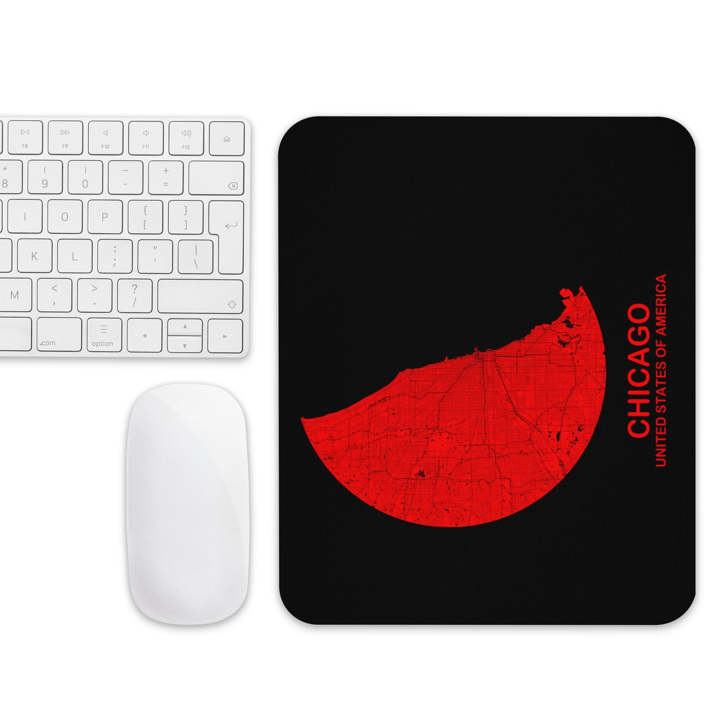 Chicago Circular Red Map Mouse Pad