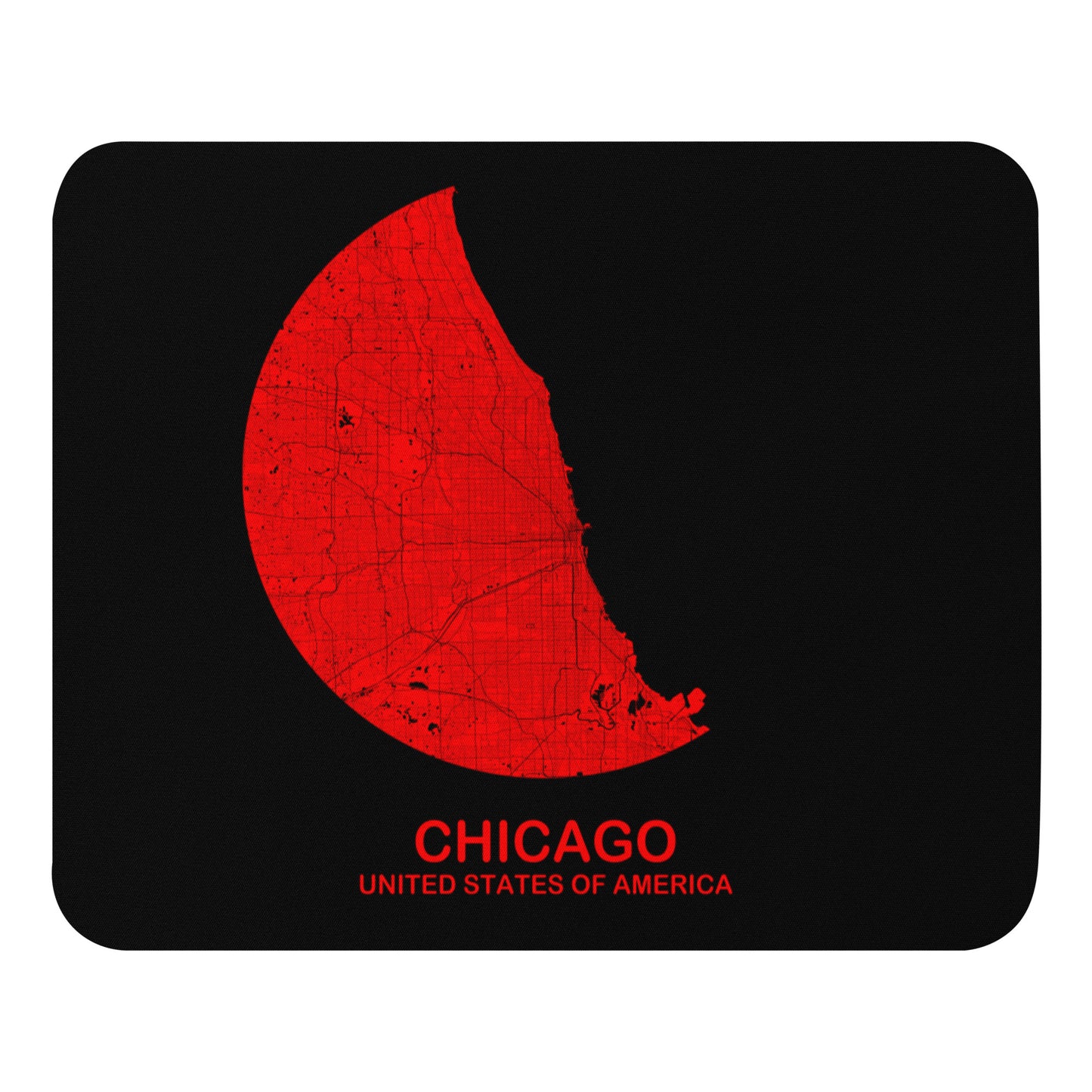Chicago Circular Red Map Mouse Pad