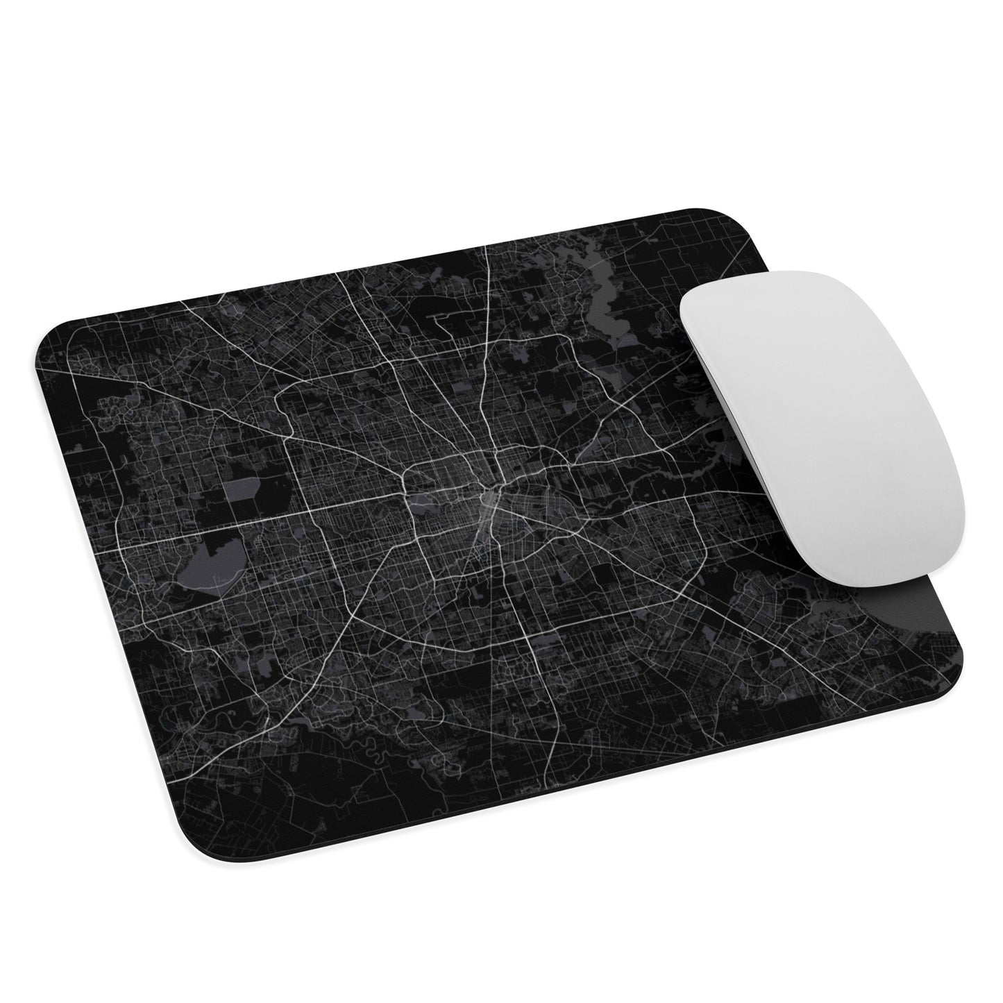 Houston Black Map Mouse Pad
