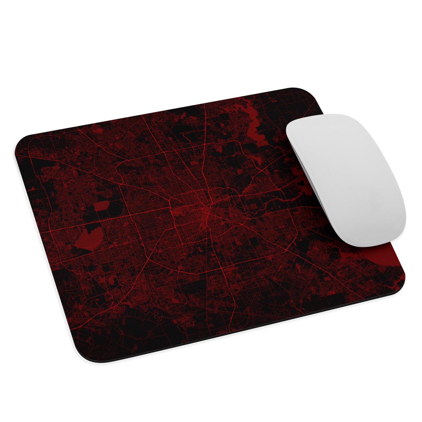 Houston Black and Red Map Mouse Pad