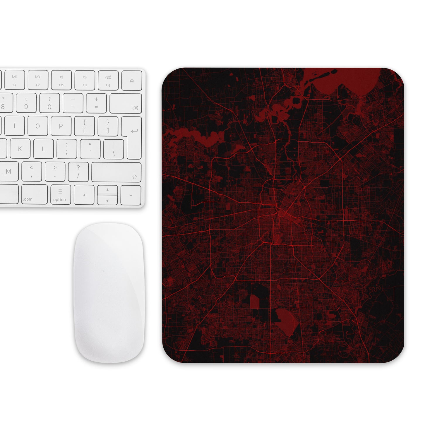 Houston Black and Red Map Mouse Pad