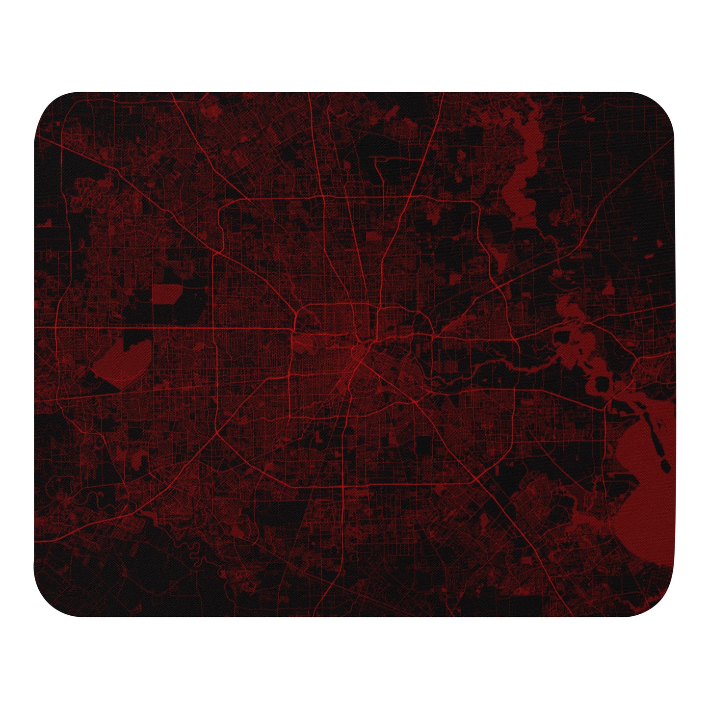 Houston Black and Red Map Mouse Pad