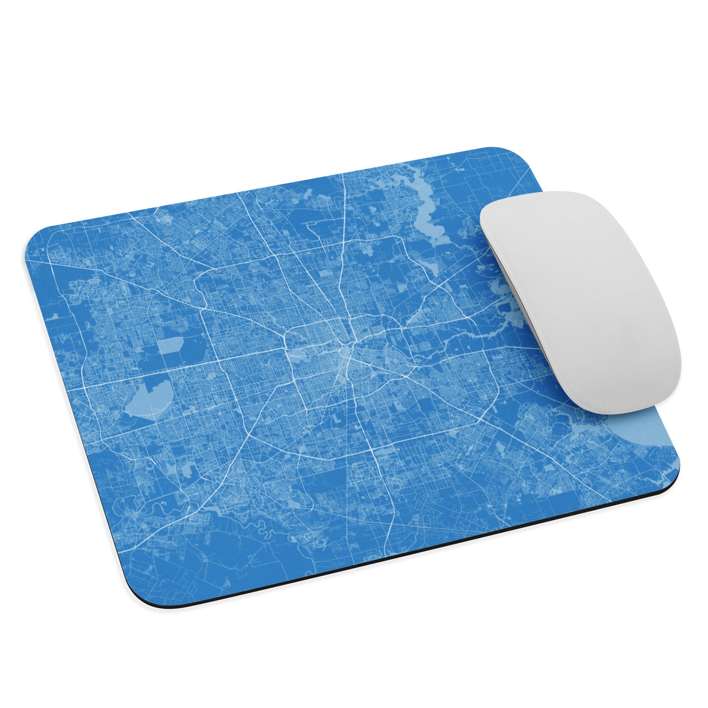 Houston Blue and White Map Mouse Pad