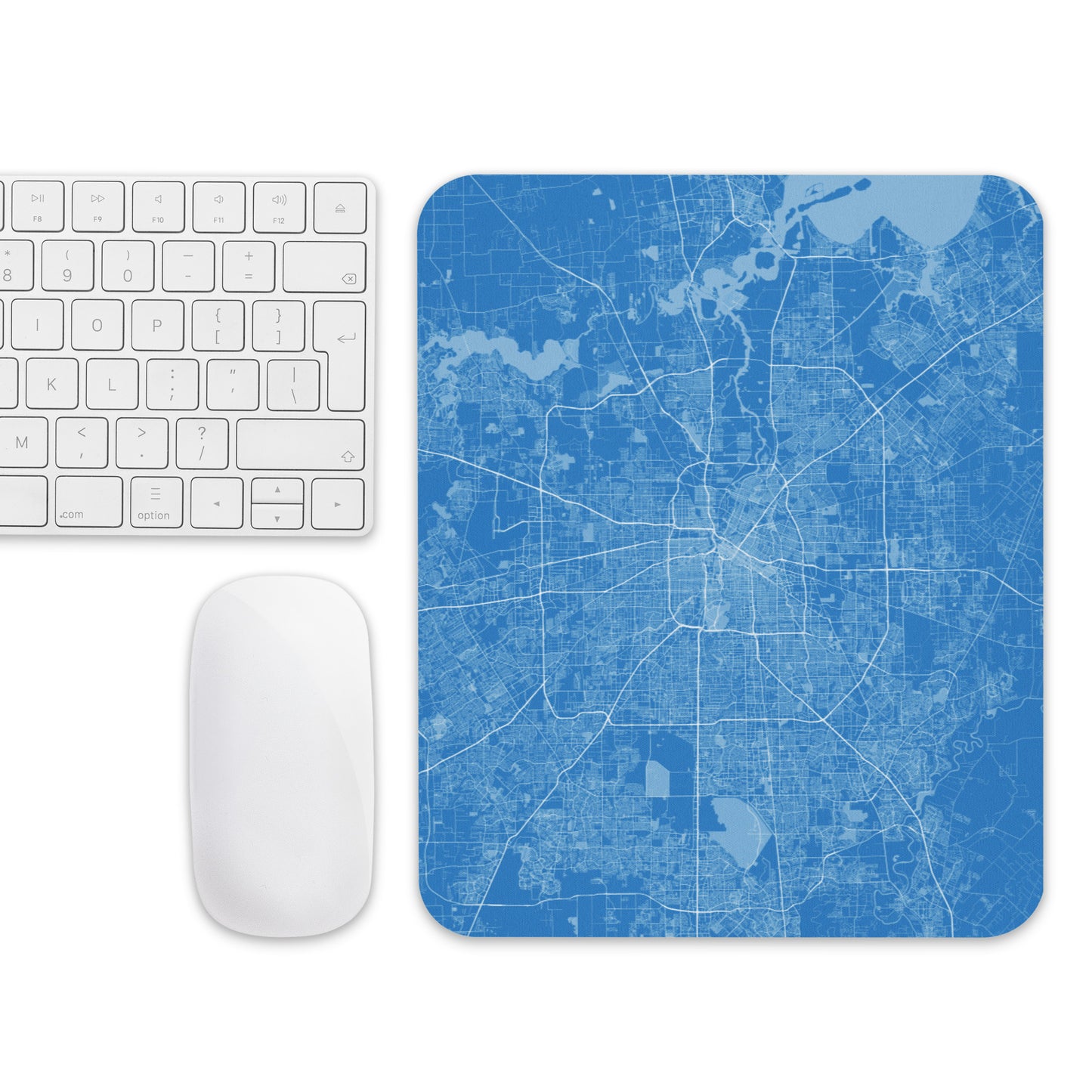 Houston Blue and White Map Mouse Pad