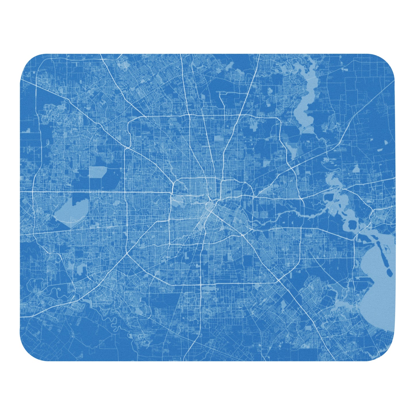 Houston Blue and White Map Mouse Pad